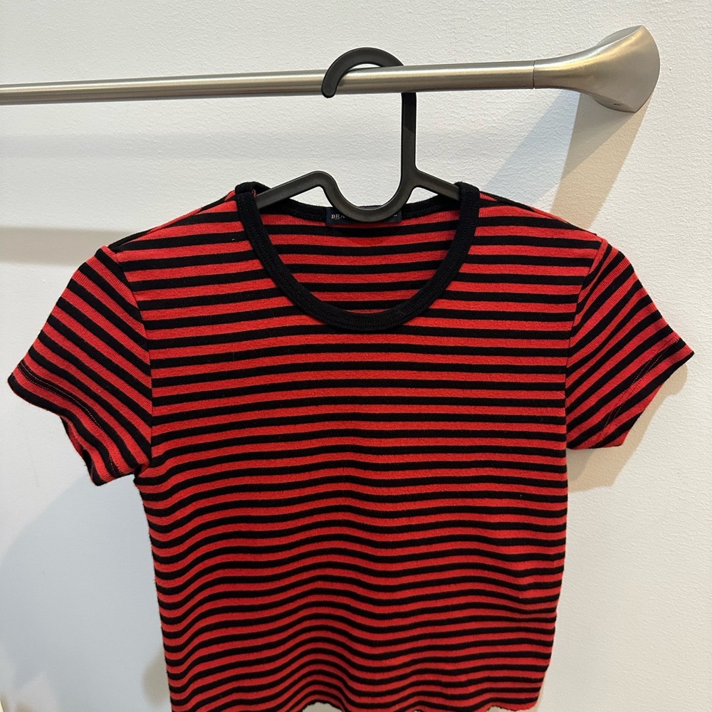 Brandy Melville Red and Black Striped Tee
